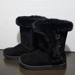 SO Black Faux Suede & Fur Warm Winter Women's Boots 9,5M